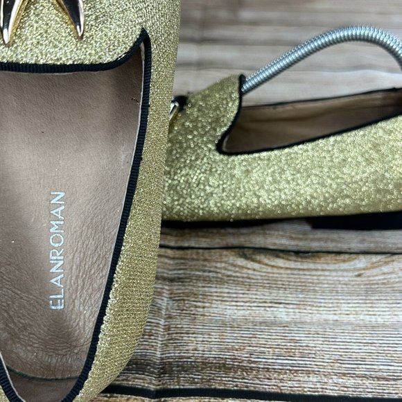 ELANROMAN CapToe Dress Shoes Men Size 7 Slip On Tasseled Loafers - Gold - Picture 7 of 9